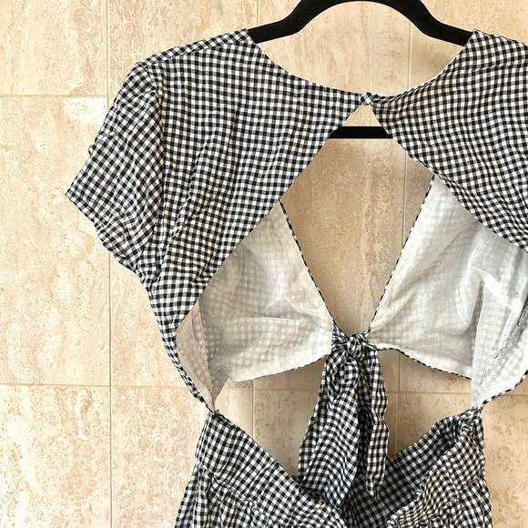 Dolls Kill Cut-Out Gingham Romper (Medium) - Black/White - Picture 3 of 4